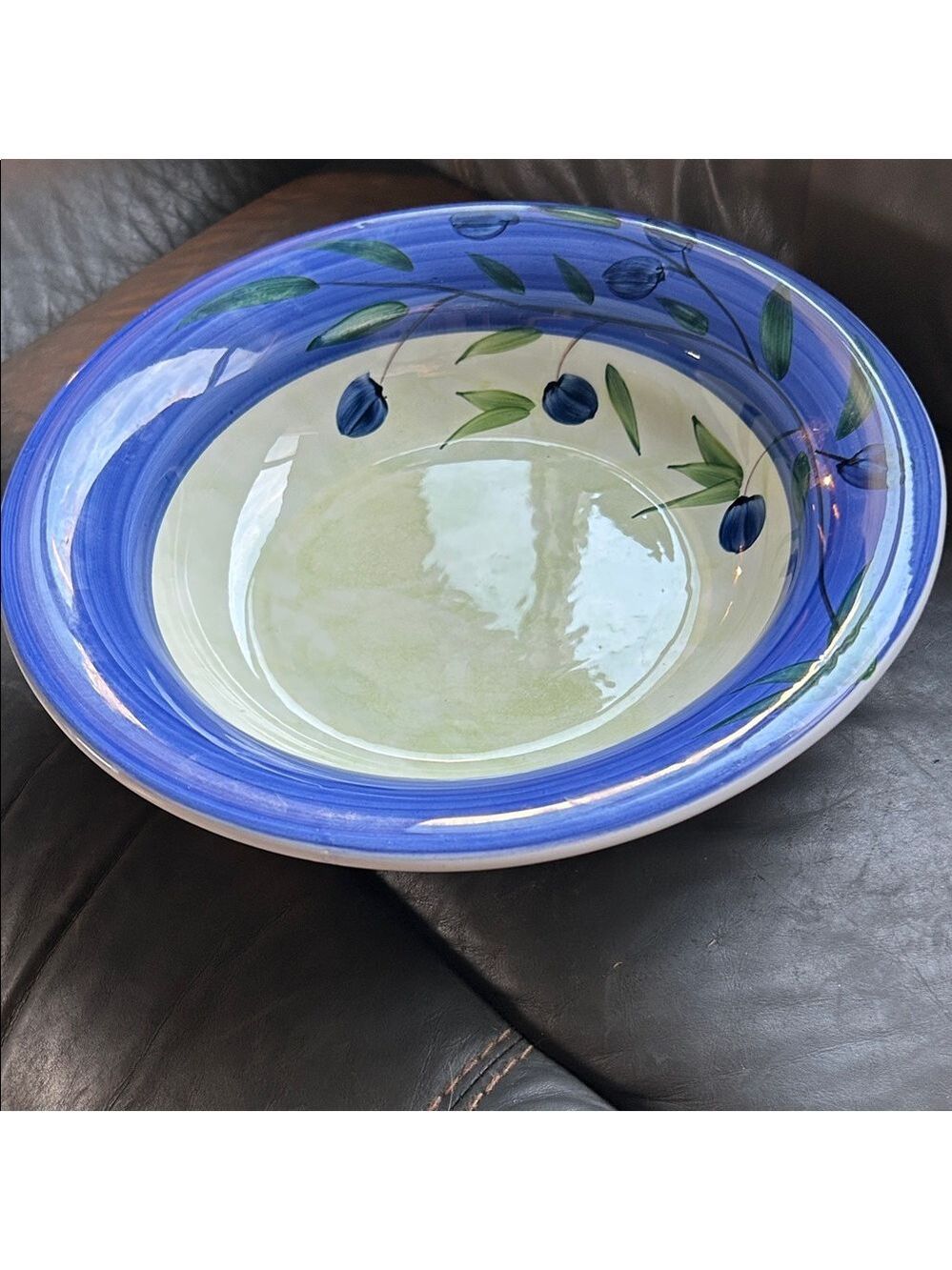 Blue Olive Branch Ceramic Serving Bowl Made in Italy